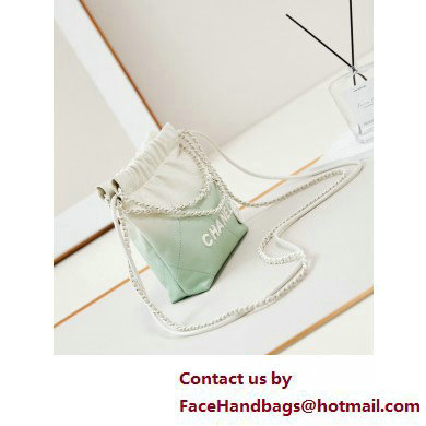 Chanel Patent Gradient Calfskin  &  Lacquered Metal CHANEL 22 Mini Handbag AS3980 White/Light Green 2025